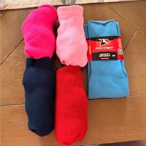 Multi-Sport Football Men's Socks - Blue, Red, Pink & Navy - 5-Pack